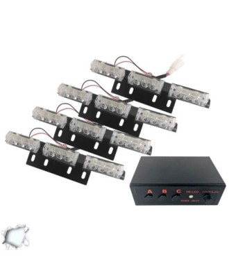 Εξωτερικά Φώτα Οδικής Βοήθειας STROBO LED 4x3 36W 10-30V IP65 Αδιάβροχα Λευκό GloboStar 17941
